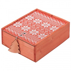 Коробка деревянная «Скандик», большая, красная