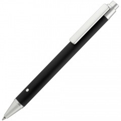 Ручка шариковая Button Up, черная с серебристым